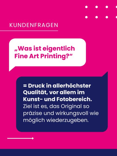 Was ist Fine Art Printing? 🤔 
Fine Art Printing steht für Druck auf höchstem Niveau – vor allem im Kunst- und Fotobereich.
Hier geht es nicht einfach darum, ein Bild zu reproduzieren, sondern darum, seine Wirkung zu erhalten. 
Durch die Kombination aus hochwertigen Papieren, präziser Drucktechnik und langlebigen Tinten entstehen Ergebnisse, die dem Original so nahe wie möglich kommen – in Farbe, Detail und Haptik. Die erste Wahl also für alle, die bei Druck keine Kompromisse machen wollen. 
#Kundenfrage #DruckWissen #FineArtPrinting #PrintWithPassion #Drucktechnik #Printproducer #Druckerei #Druckpartner #Druckqualität #Hahnemühle #Fotodruck #Kunstreproduktion